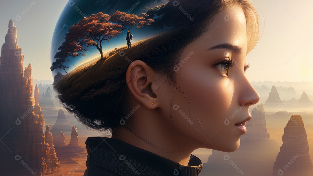 Imagem realista de linda mulher jovem.