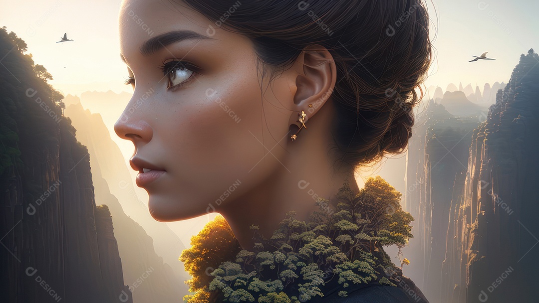 Imagem realista de linda mulher jovem.