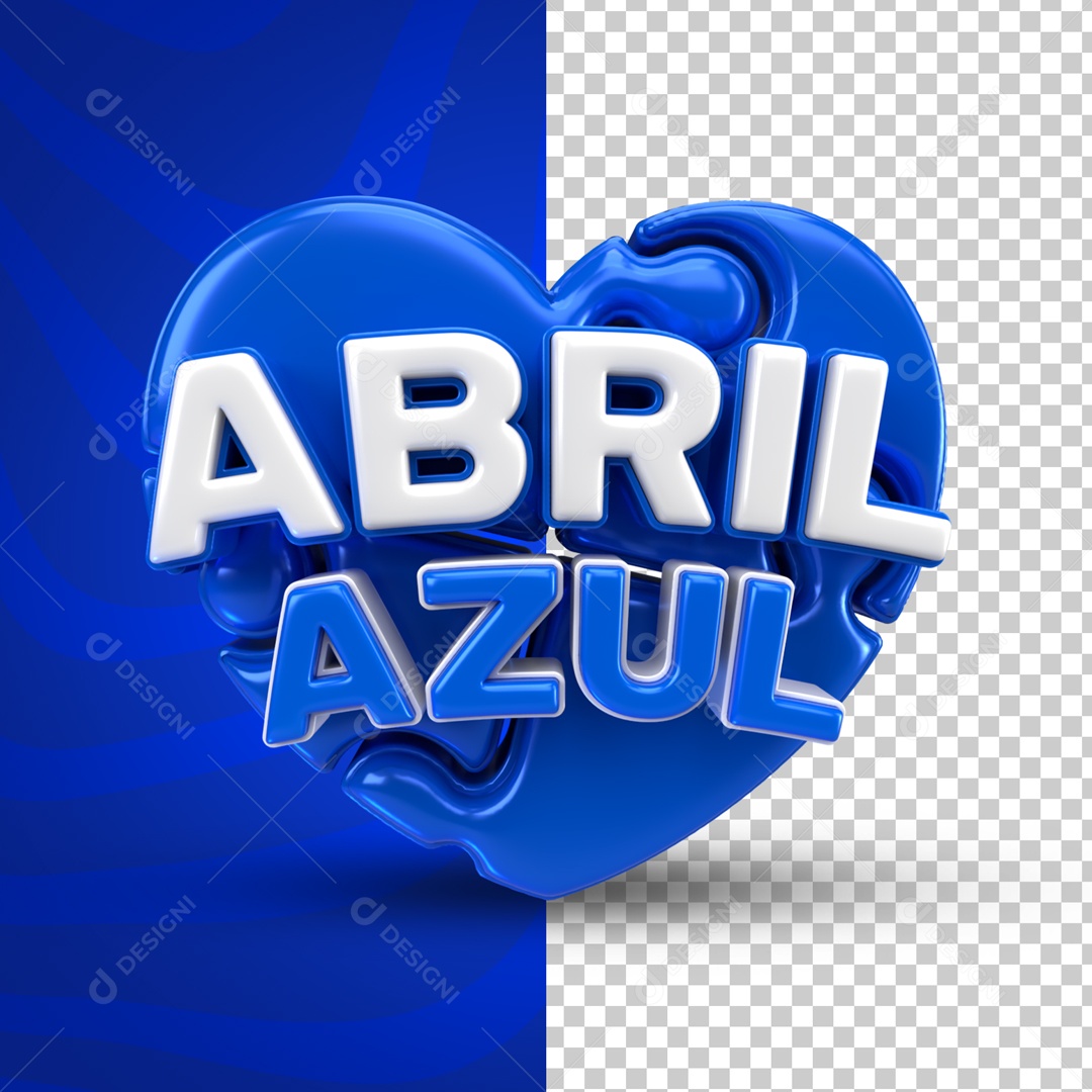 Selo 3D Abril Azul Mês De Conscientização Autismo PSD Editável