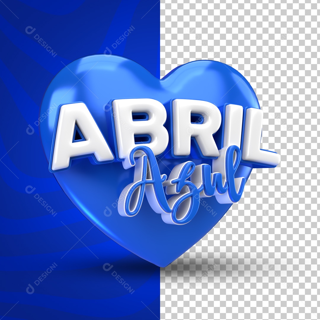 Selo 3D Abril Azul Mês De Conscientização Autismo PSD Editável