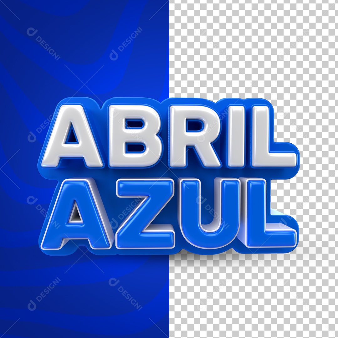 Texto 3D Abril Azul Mês De Conscientização Autismo PSD