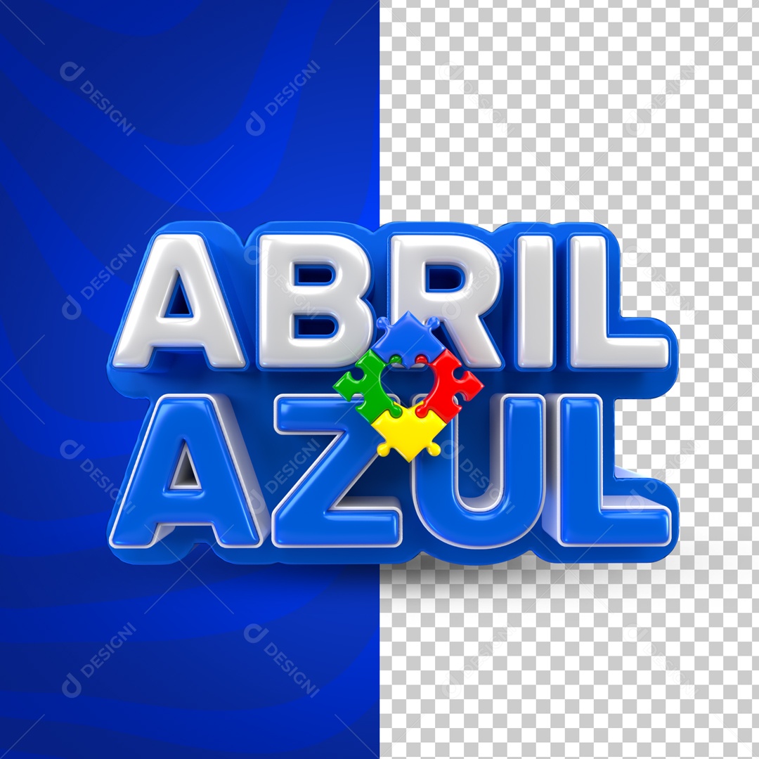 Texto 3D Abril Azul Mês De Conscientização Autismo PSD