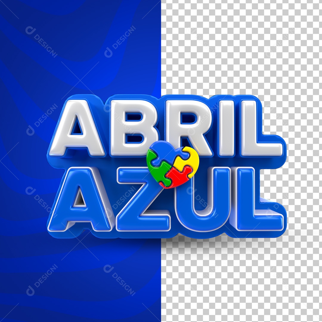 Texto 3D Abril Azul Mês De Conscientização Autismo PSD