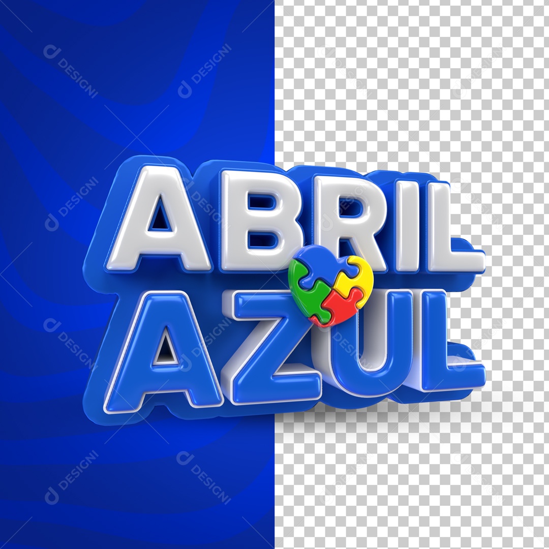 Texto 3D Abril Azul Mês De Conscientização Autismo PSD