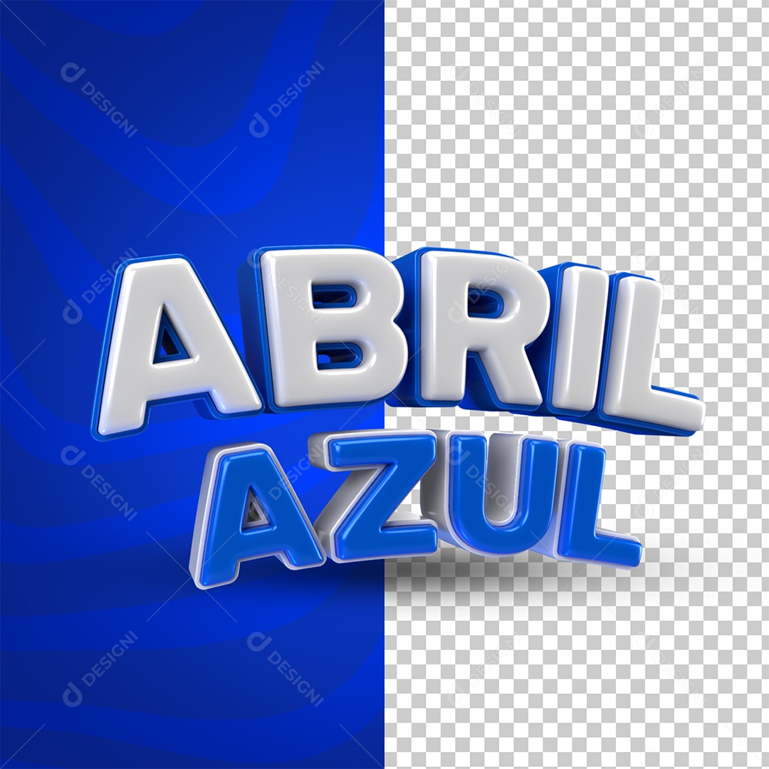 Texto 3D Abril Azul Mês De Conscientização Autismo PSD