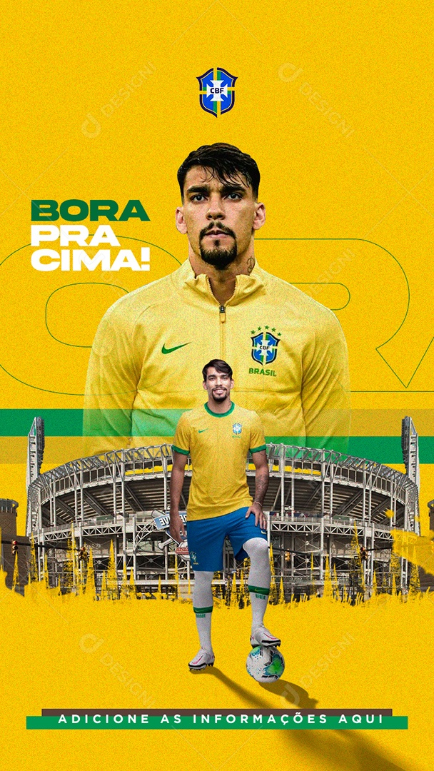 Flyer Futebol Seleção Brasileira Jogador Lucas Paquetá Story Social Media PSD Editável
