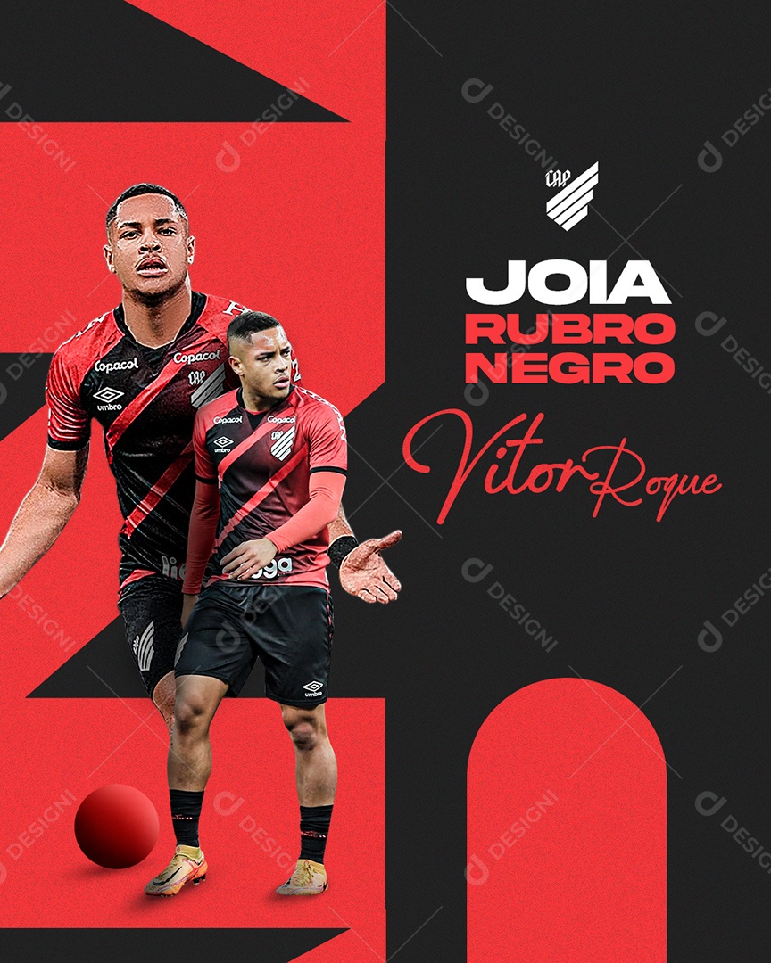Flyer Futebol Club Athletico Paranaense Jogador Vitor Roque Social Media PSD Editável
