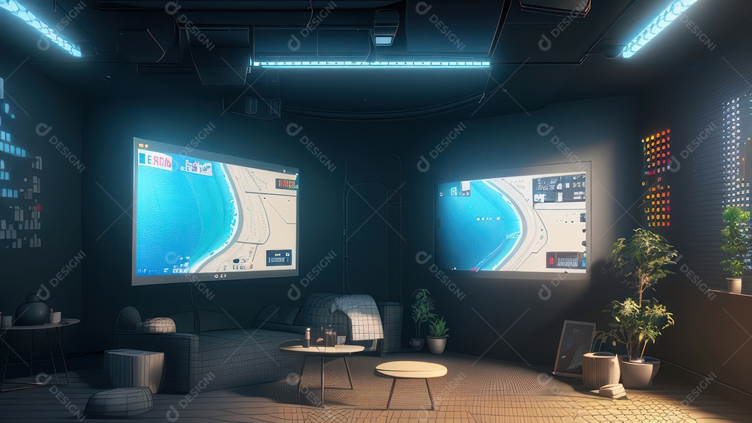 imagem realista de um computador sobre uma mesa escritório.