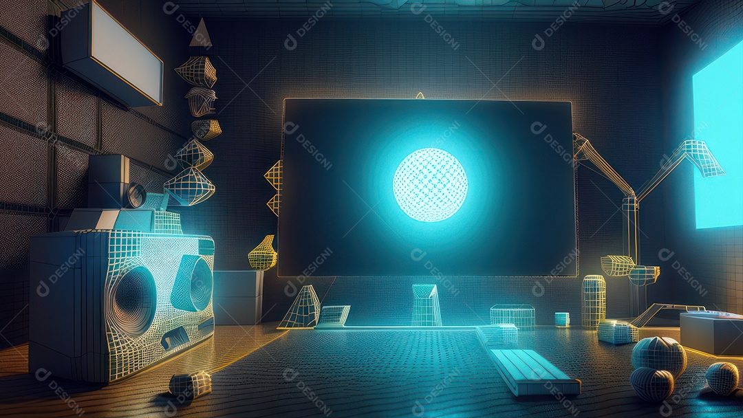 imagem realista de um computador sobre uma mesa escritório.