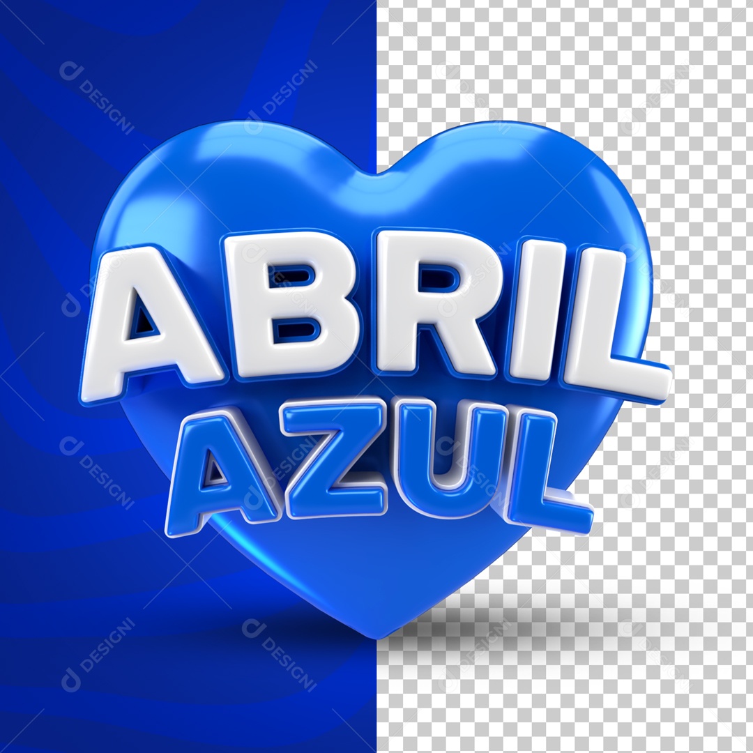 Selo 3D Abril Azul Mês De Conscientização Autismo PSD