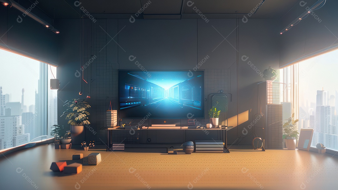 Cômodo decorada de um apartamento.