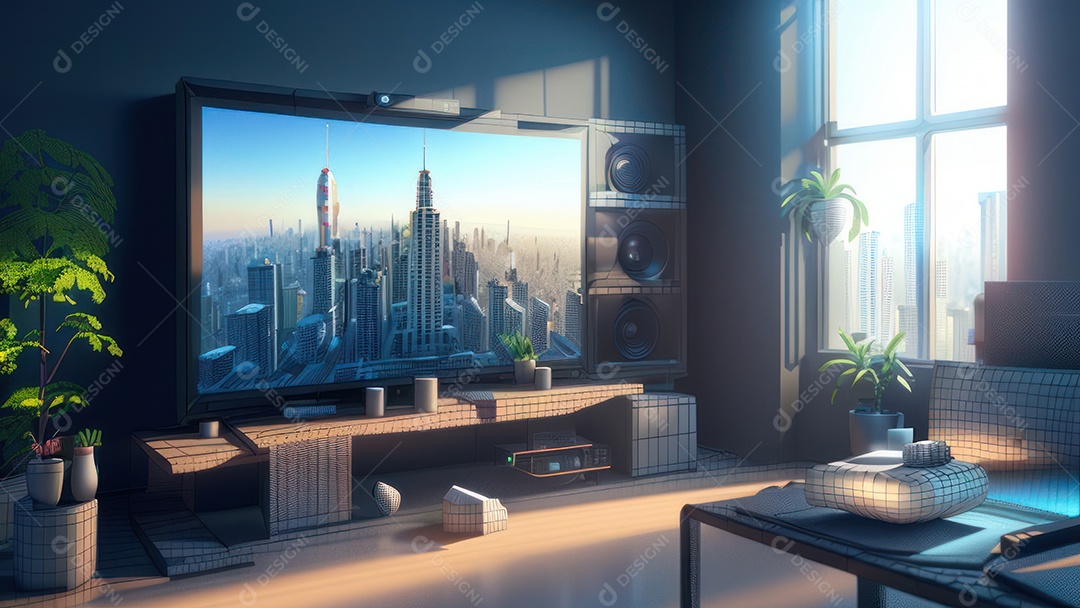 Cômodo decorada de um apartamento.