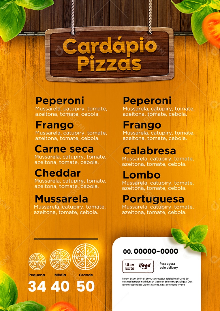 Modelo de Cardápio de Pizzaria PSD Editável