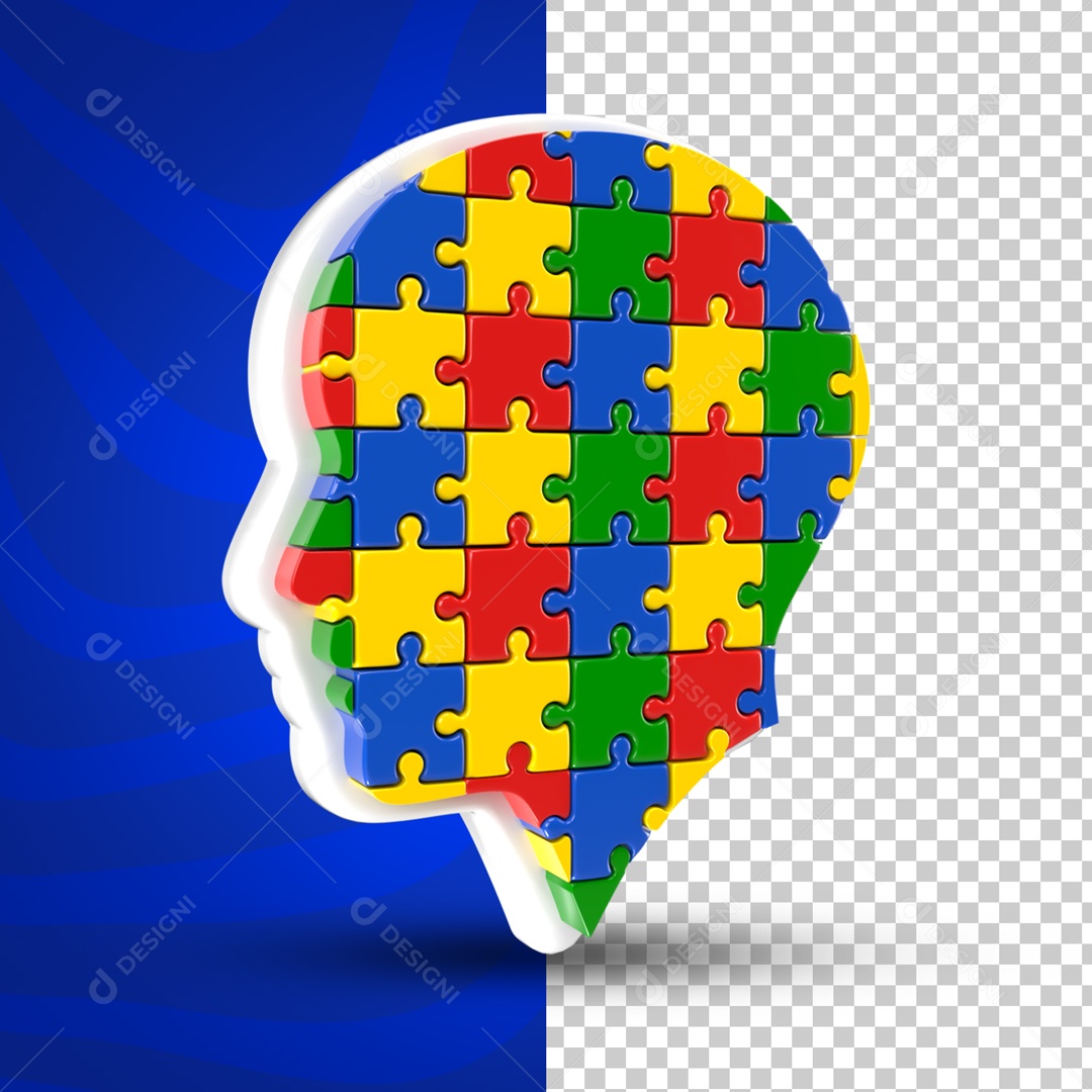 Elemento 3D Quebra Cabeça Abril Azul Mês De Conscientização Autismo PSD