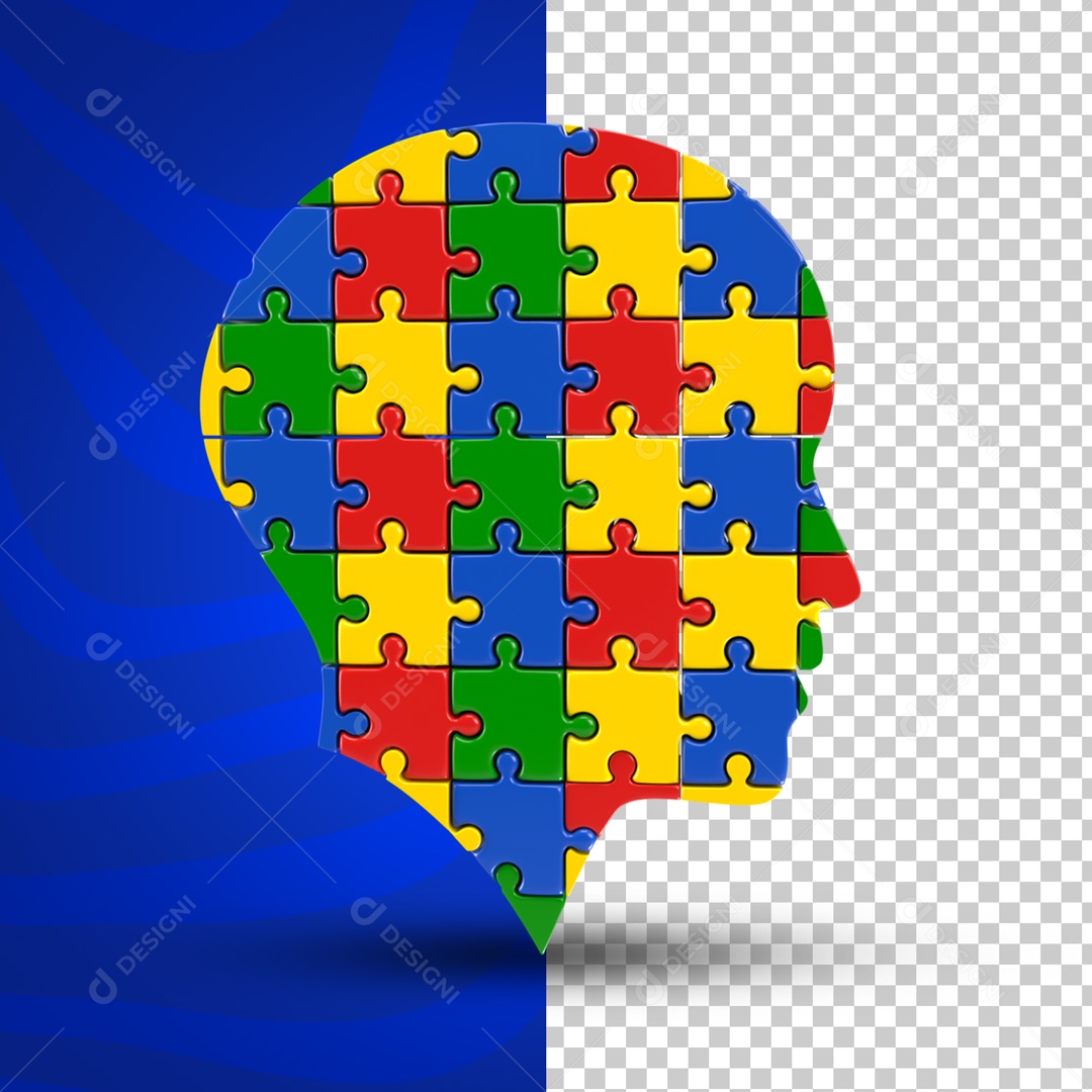 Elemento 3D Quebra Cabeça Abril Azul Mês De Conscientização Autismo PSD