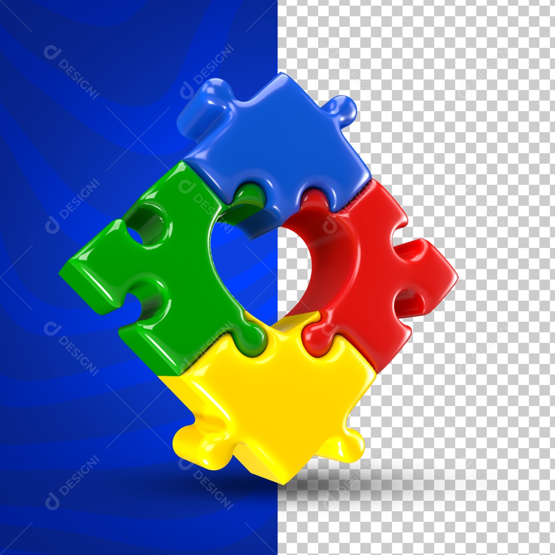 Elemento 3D Quebra Cabeça Abril Azul Mês De Conscientização Autismo PSD