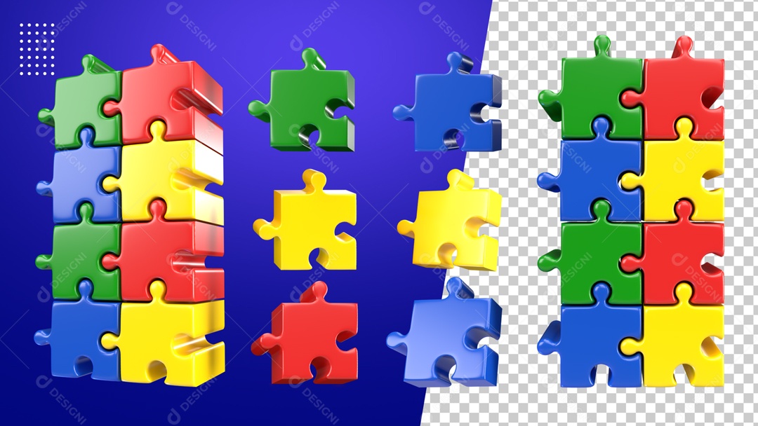 Elemento 3D Quebra Cabeça Abril Azul Mês De Conscientização Autismo PSD