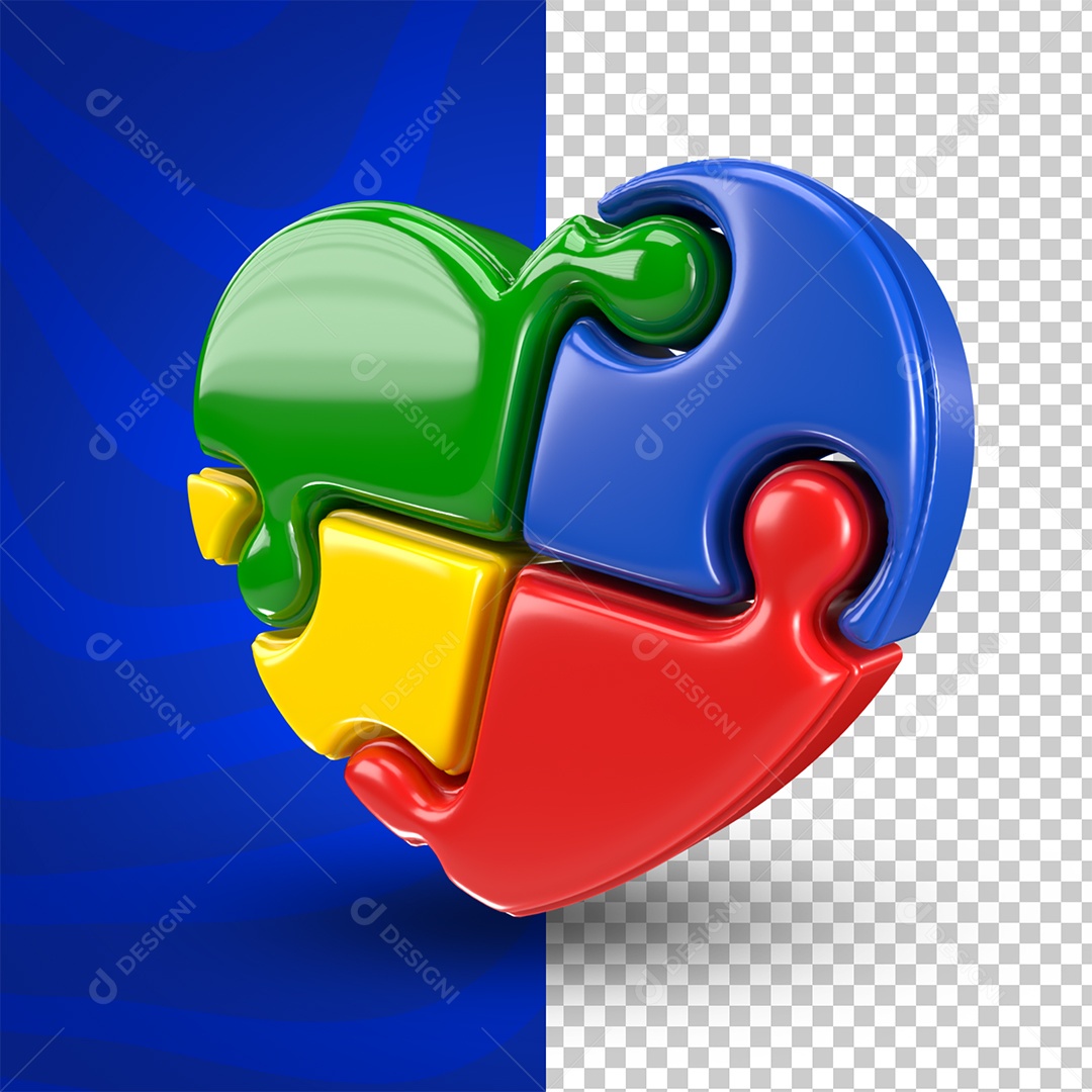 3D Heartbreak April Blue Autism Awareness Month PSD Element