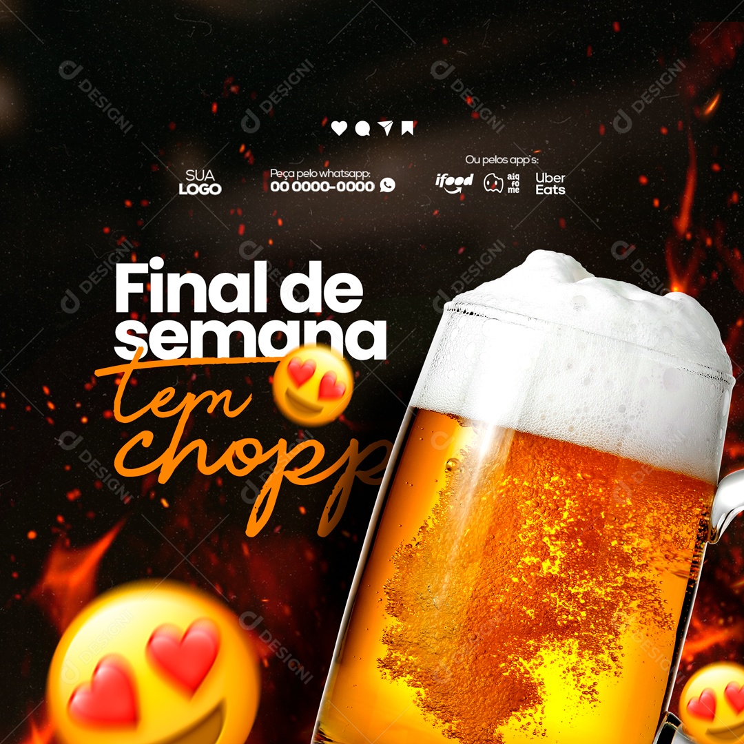 Final de Semana Tem Chopp e Churrasco! Churrascaria Social Media PSD Editável
