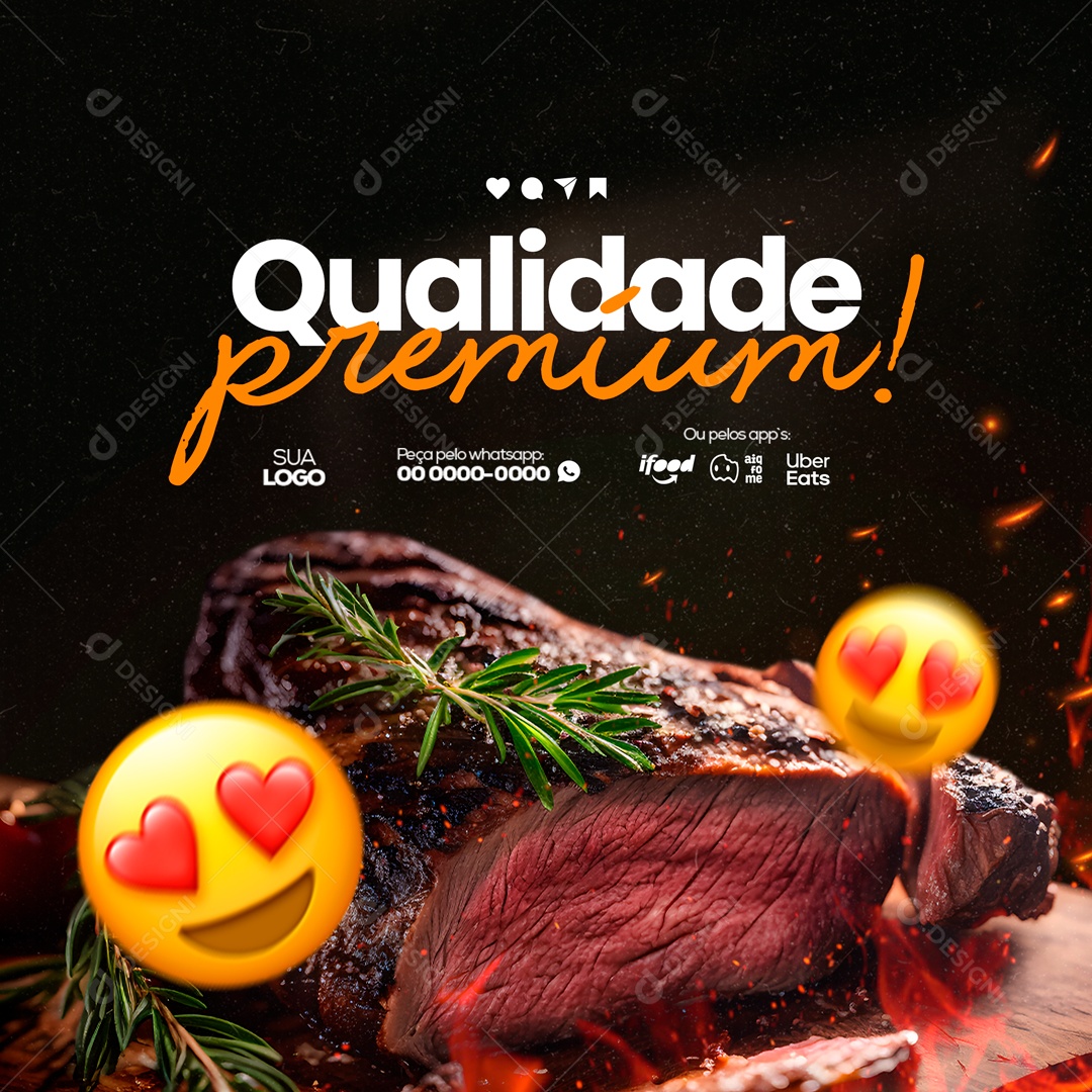 Qualidade Premium! Churrascaria Social Media PSD Editável