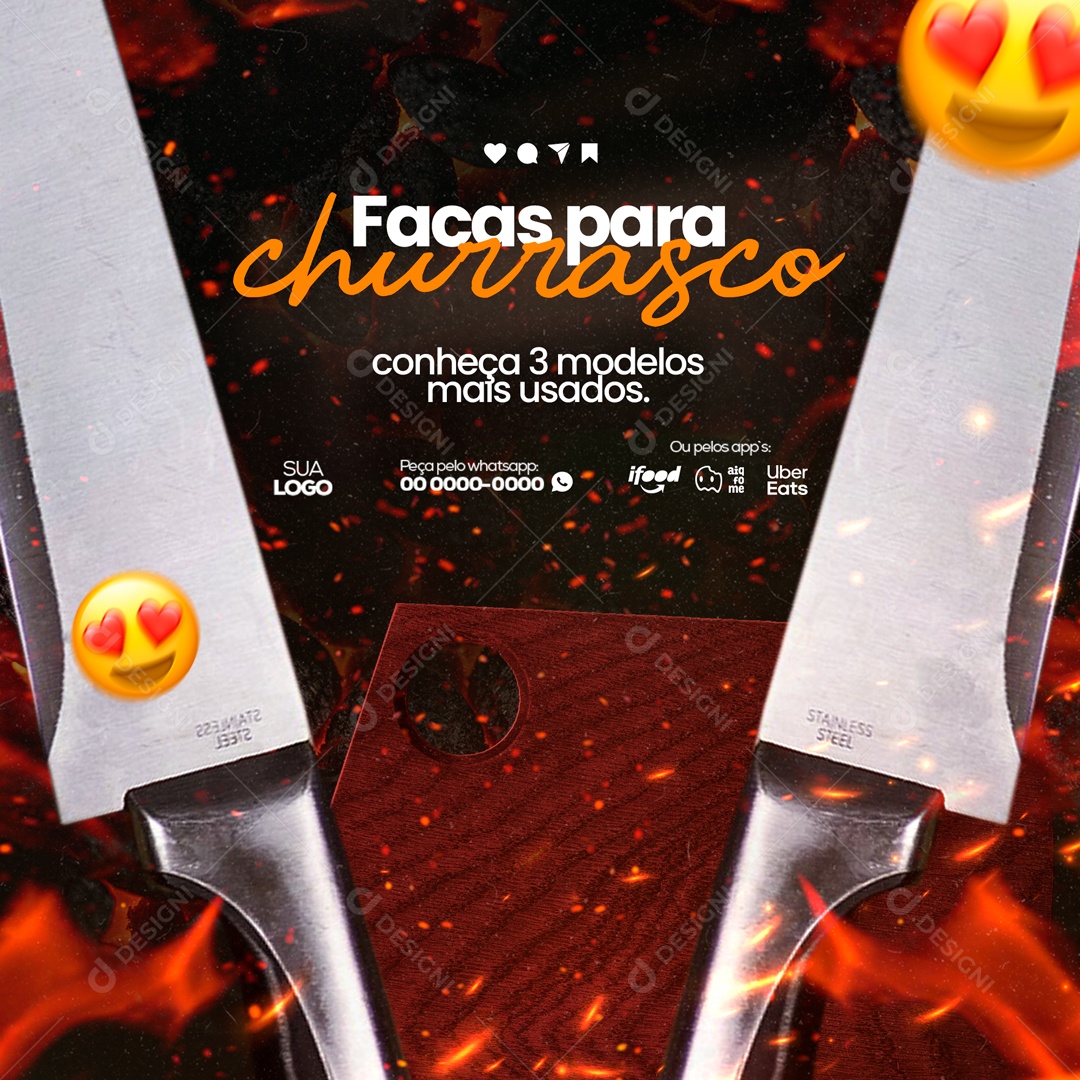 Facas Para Churrasco Conheça 3 Modelos Mais Usados. Churrascaria Social Media PSD Editável