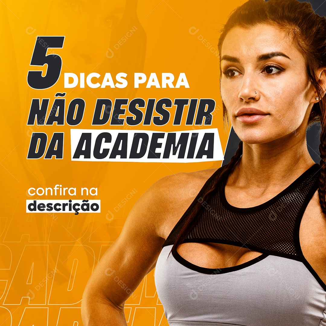 5 Dicas Para Não Desistir da Academia Social Media PSD Editável