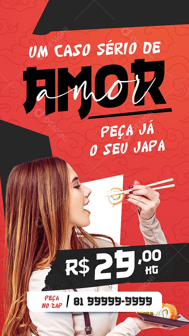 Story Um Caso Sério de Amor Peça já o Seu Japa Social Media PSD Editável