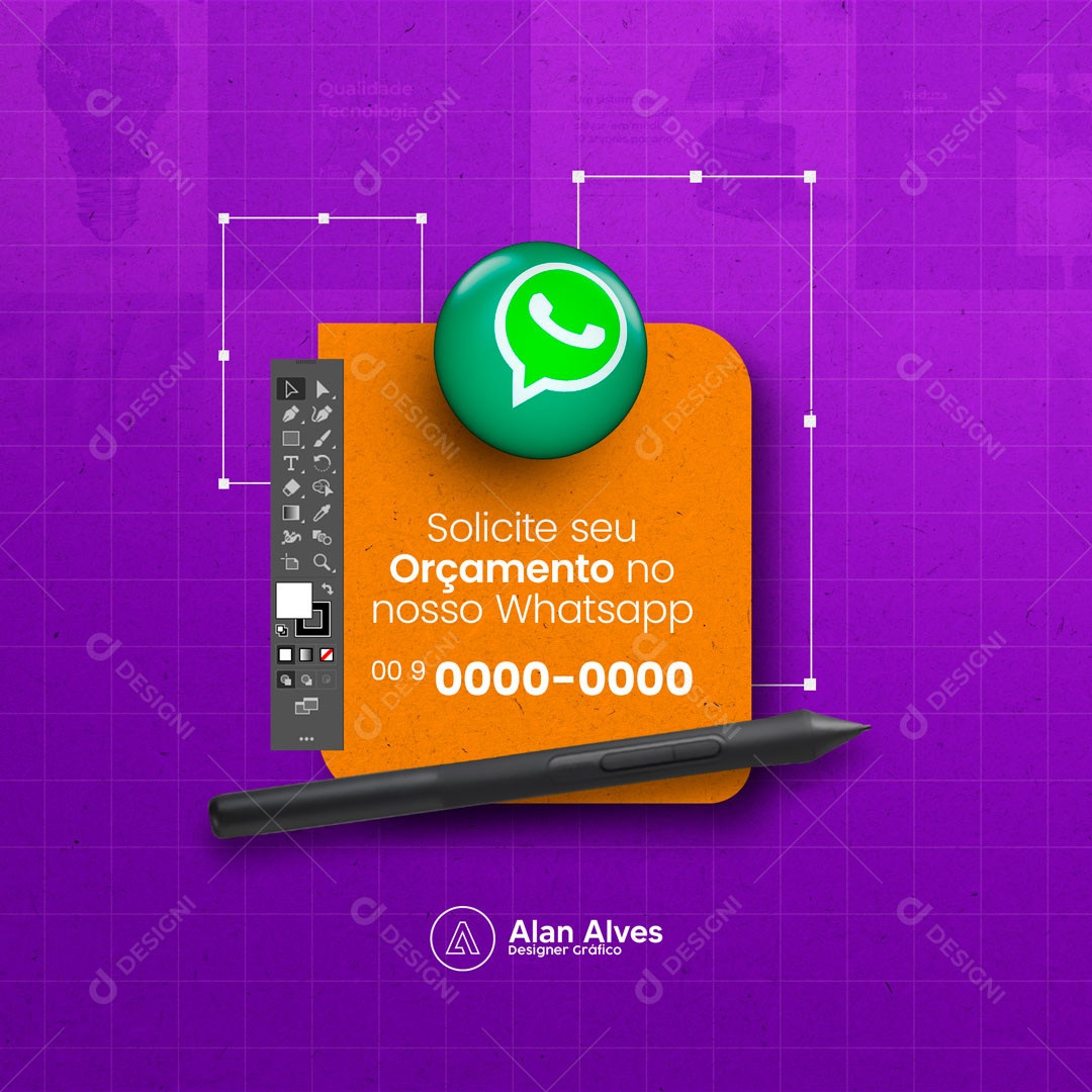 Solicite Seu Orçamento no Nosso Whatsapp Designer Gráfico Design Social Media PSD Editável
