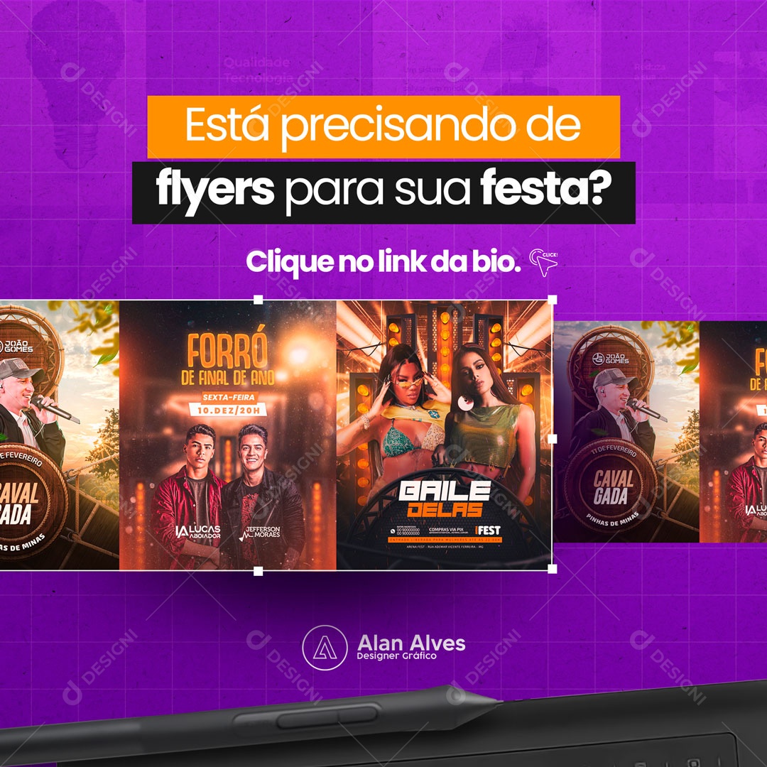 Está Precisando de Flyers Para Sua Festa? Design Designer Gráfico Social Media PSD Editável