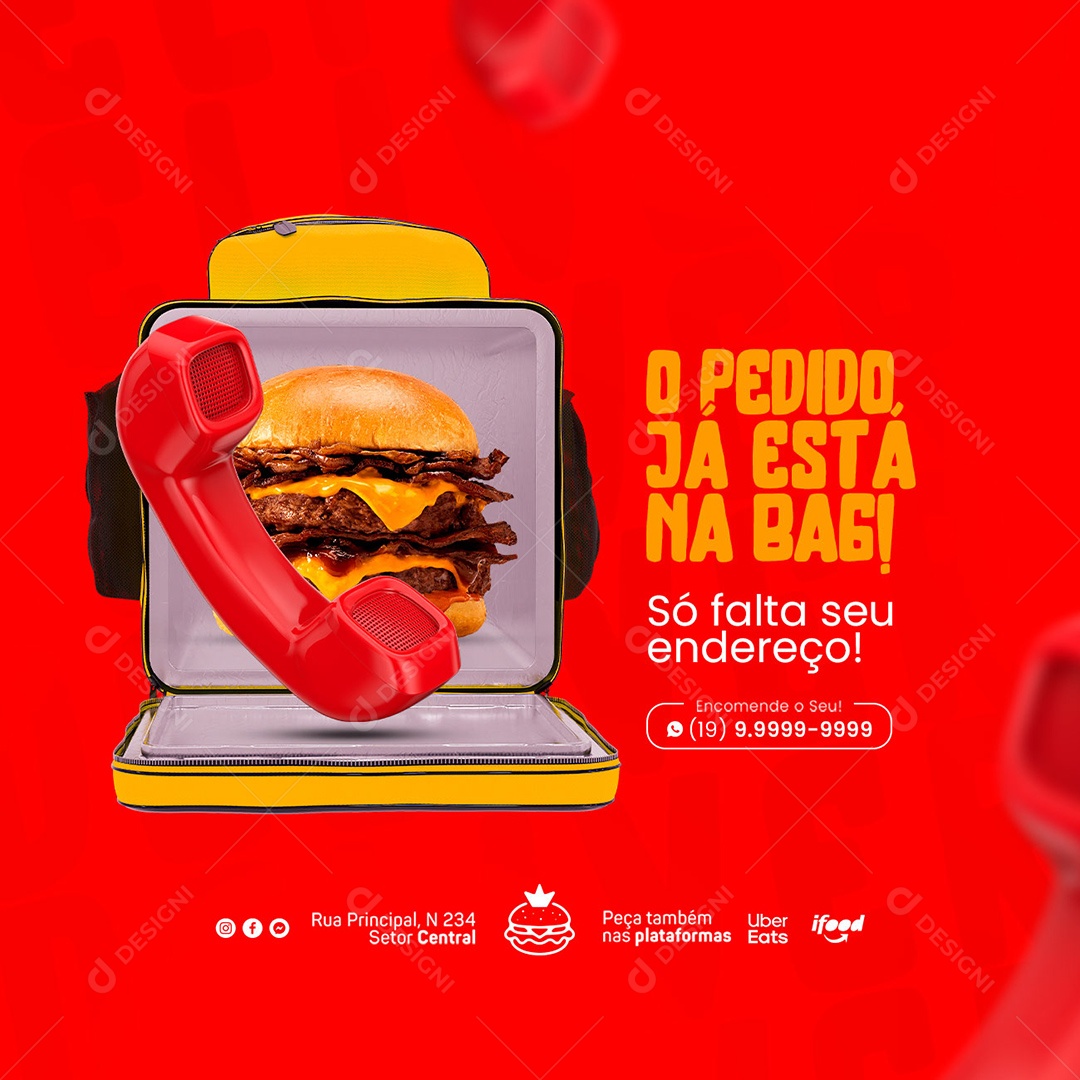 Social Media Delivery O Pedido Já Está No Bag PSD Editável