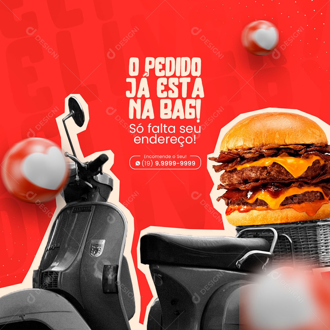 Social Media Delivery O Pedido Já Esta No Bag PSD Editável