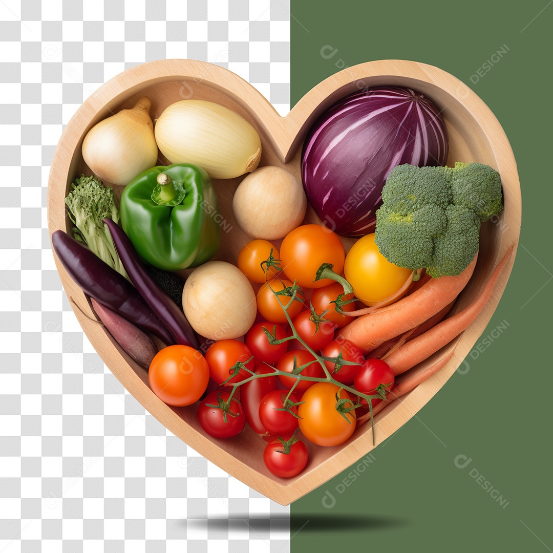Elemento 3D Para Composição Coração Com Verduras PSD