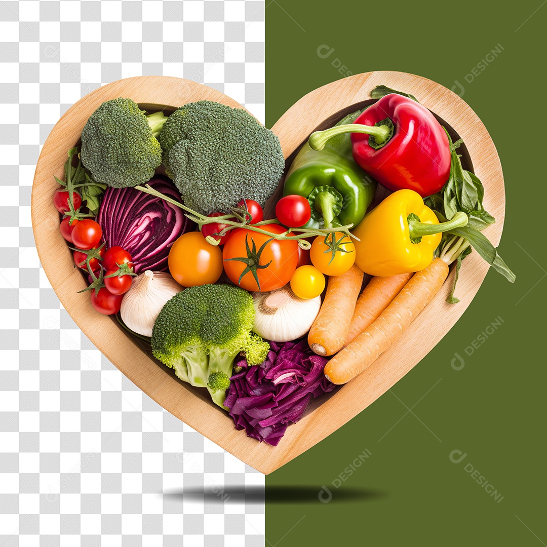 Elemento 3D Para Composição Coração Com Verduras PSD