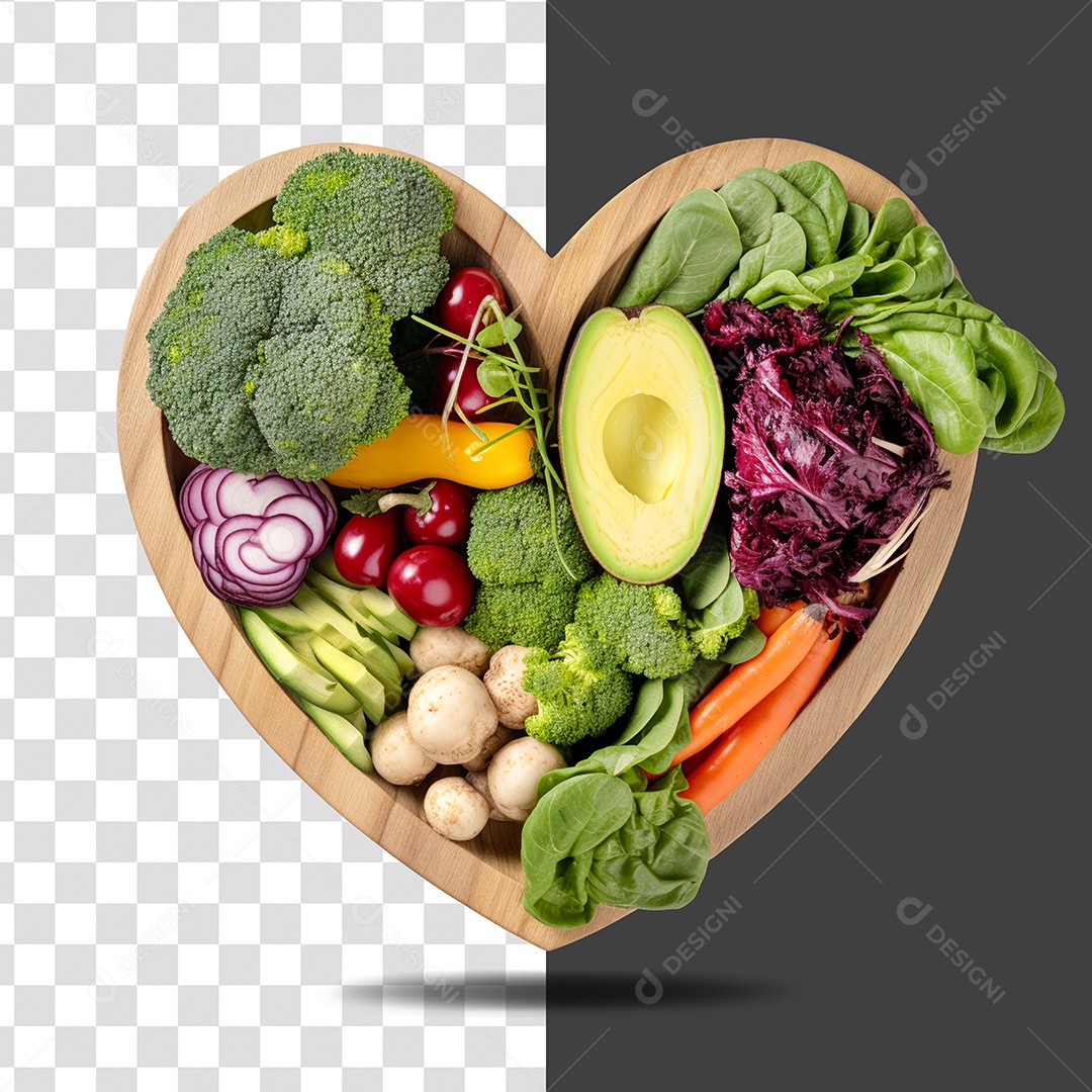Elemento 3D Para Composição Coração Com Verduras PSD