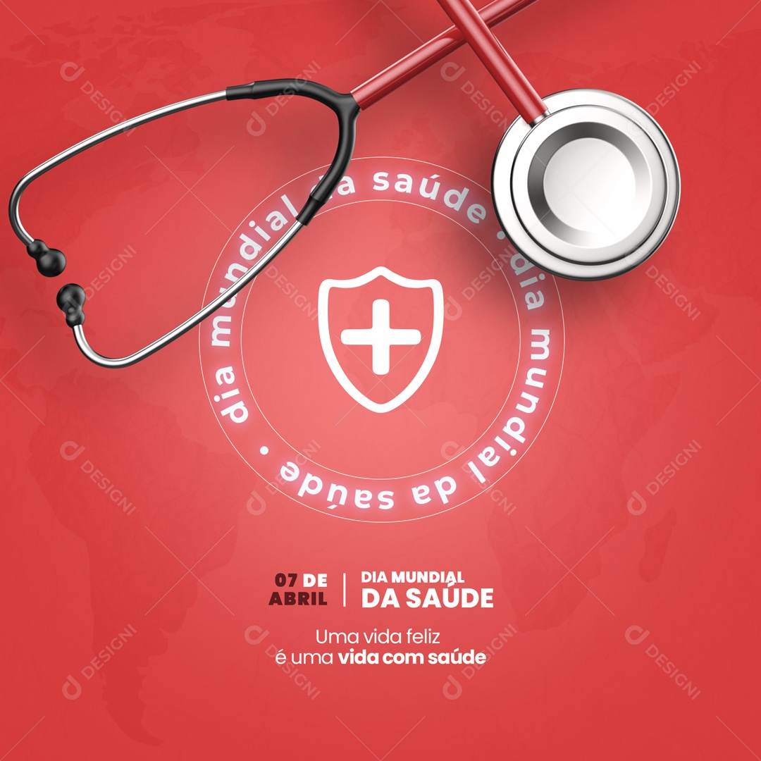 Uma Vida Feliz é uma Vida Com Saúde Dia Mundial da Saúde Social Media PSD Editável