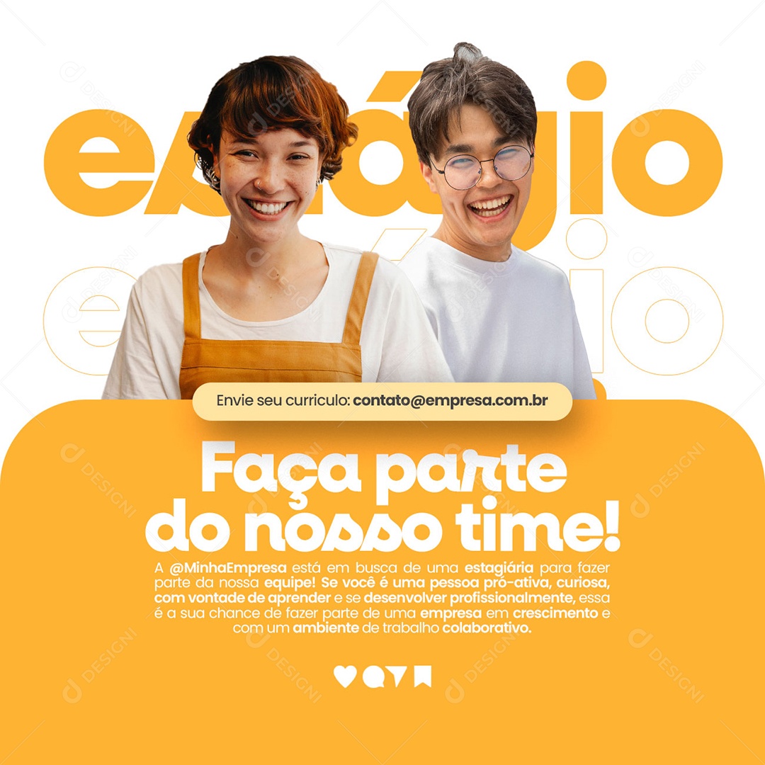 Faça Parte Do Nosso Time Vagas de Empregos Social Media PSD Editável