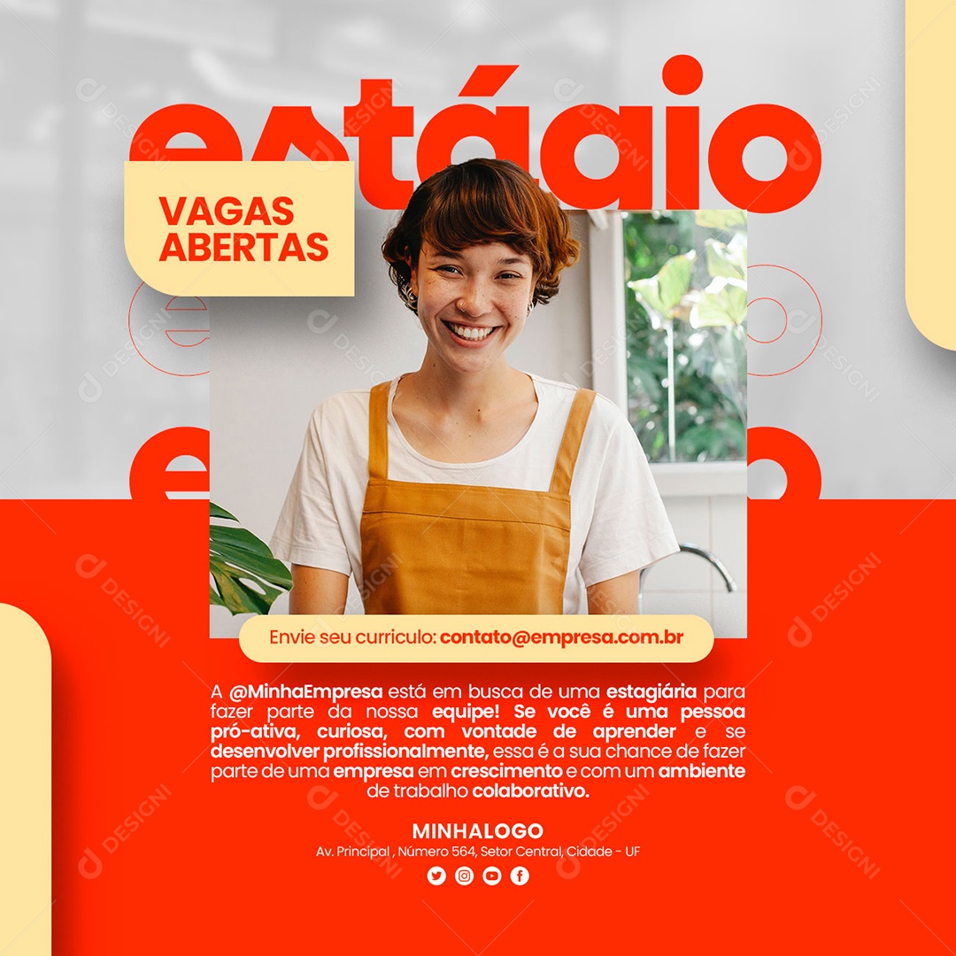 Vagas Abertas Estágio Vagas de Empregos Social Media PSD Editável