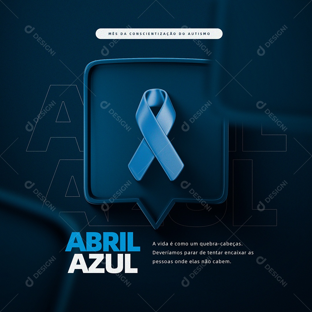 Abril Azul, Mês de Conscientização Sobre o Autismo Social Media PSD Editável