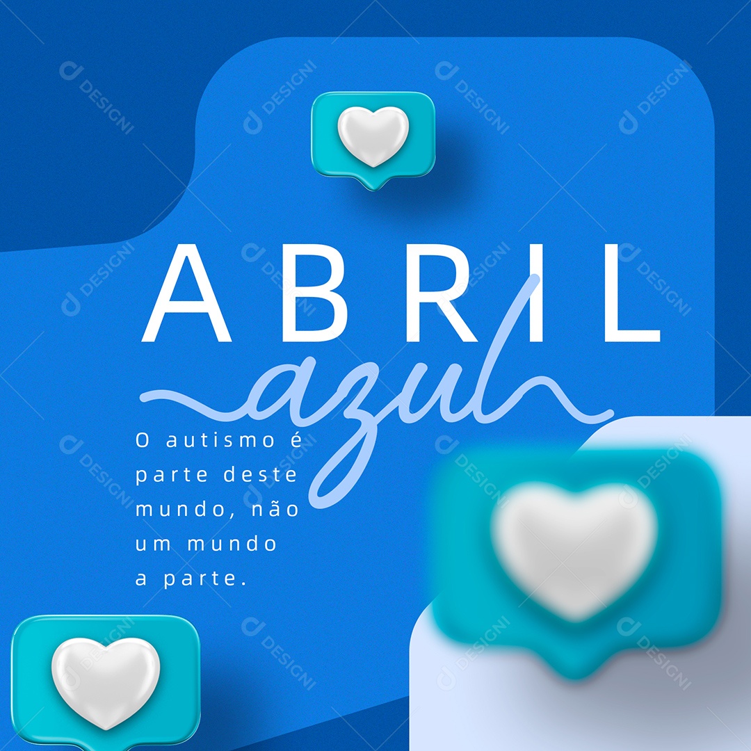 Abril Azul, Mês de Conscientização Sobre o Autismo Social Media PSD Editável