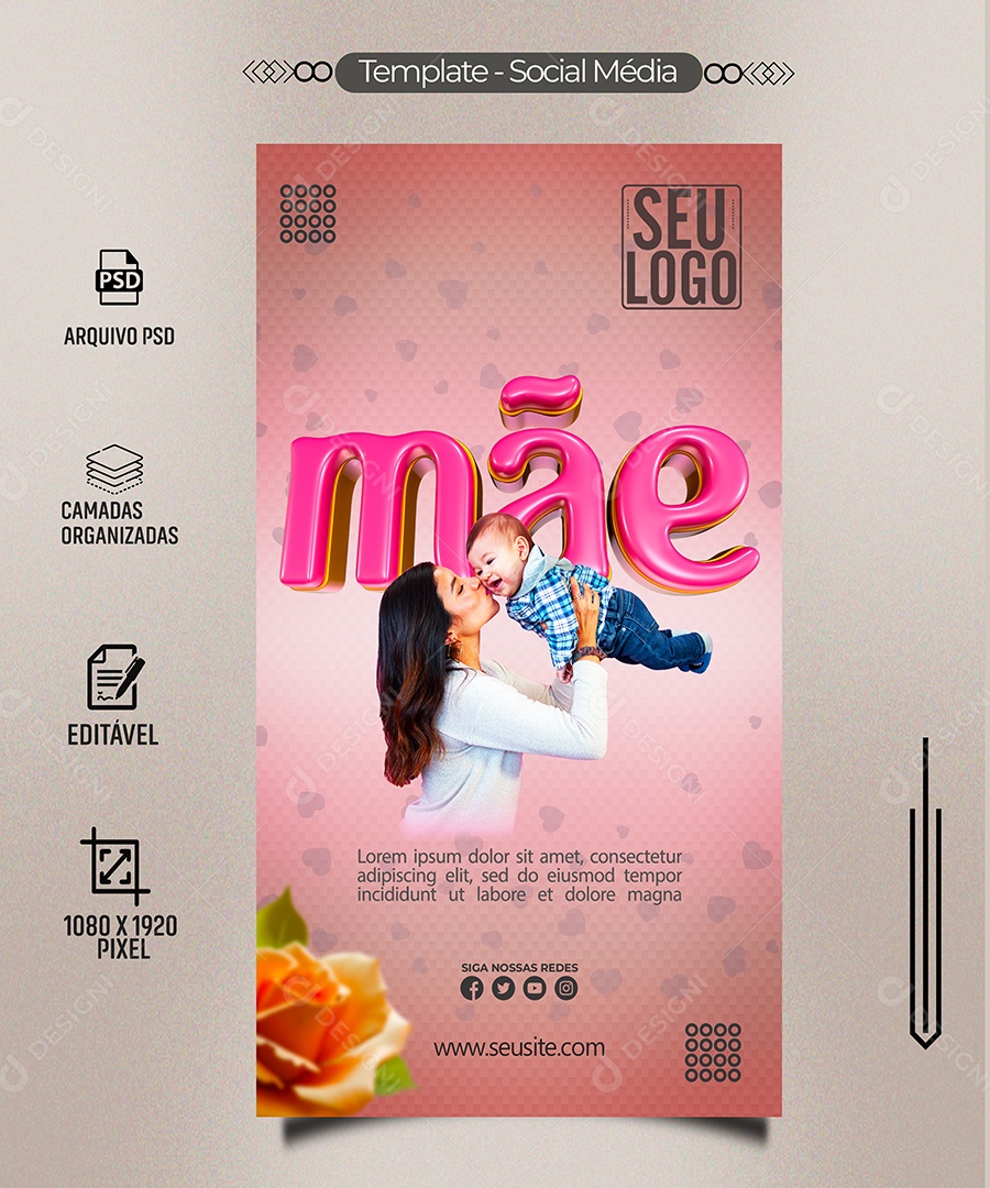 Feliz Dia Das Mães Social Media PSD Editável