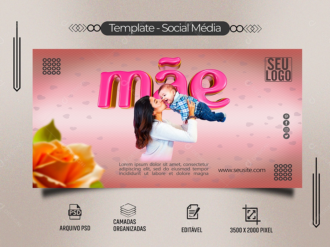 Banner Feliz Dia Das Mães Social Media PSD Editável