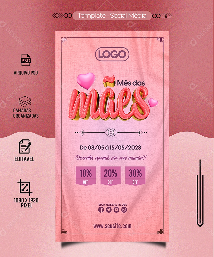 Mês Das Mães Social Media PSD Editável
