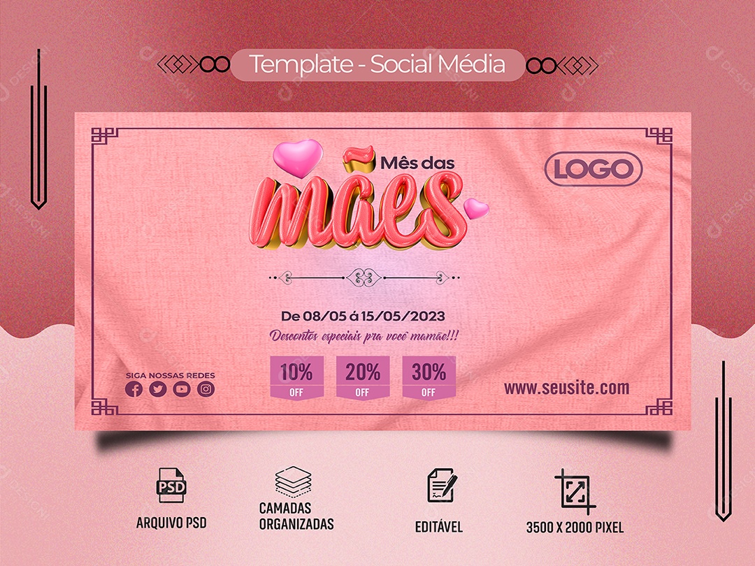 Banner Mês Das Mães Social Media PSD Editável