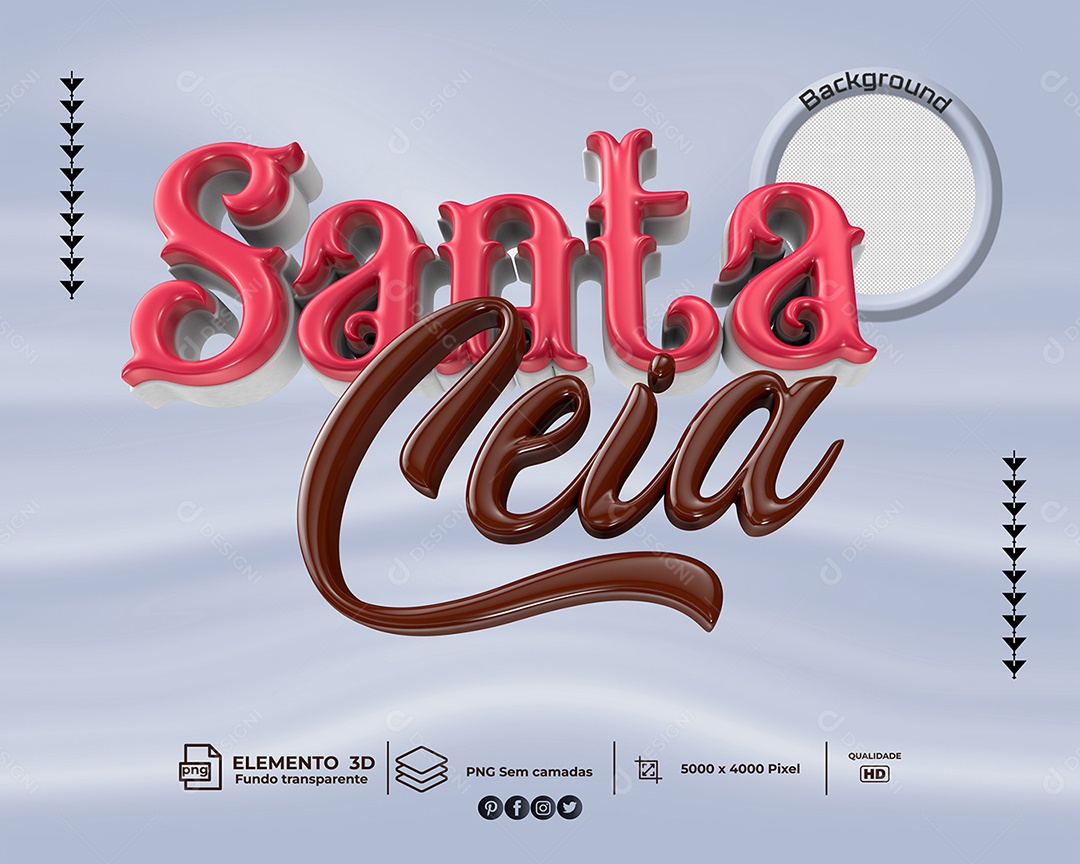 Texto 3D Para Composição Santa Ceia PNG Transparente
