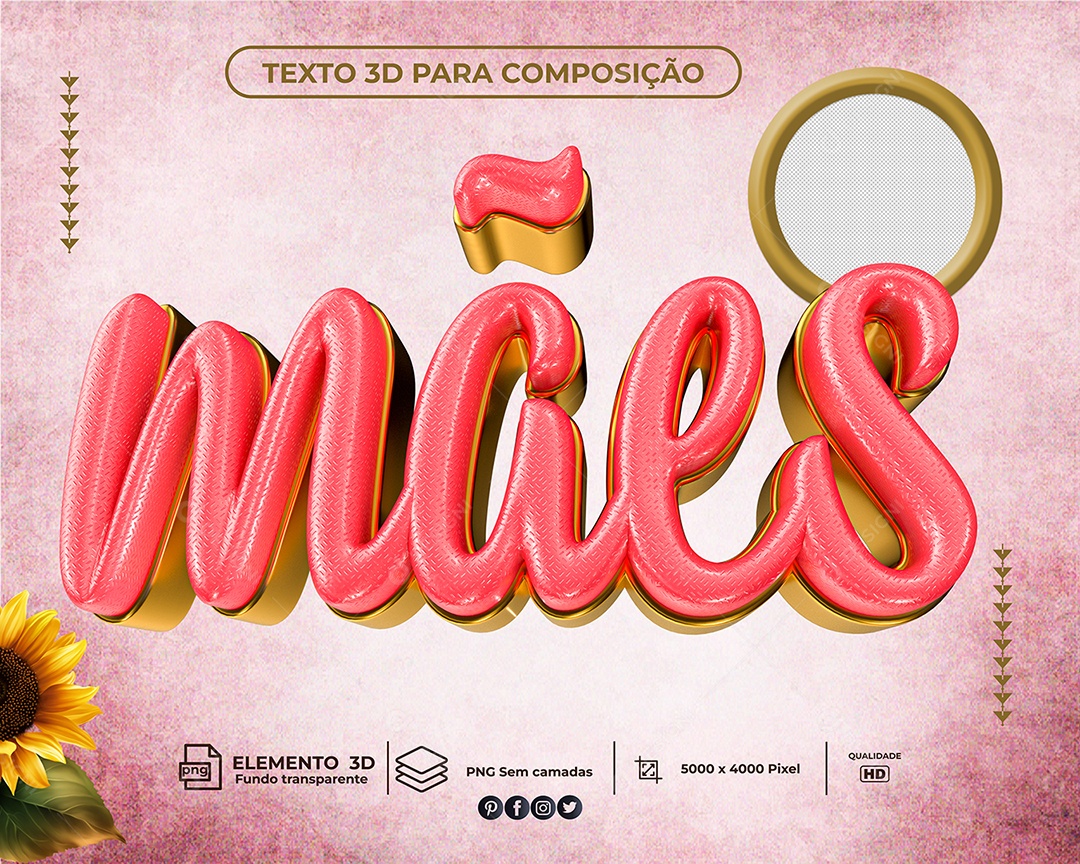 Texto 3D Para Composição Mães PNG Transparente