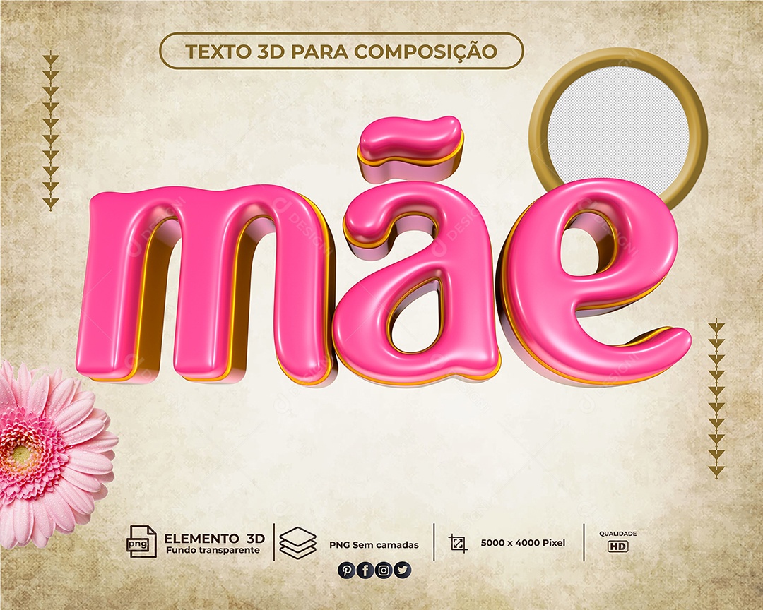 Texto 3D Para Composição Mães PNG Transparente