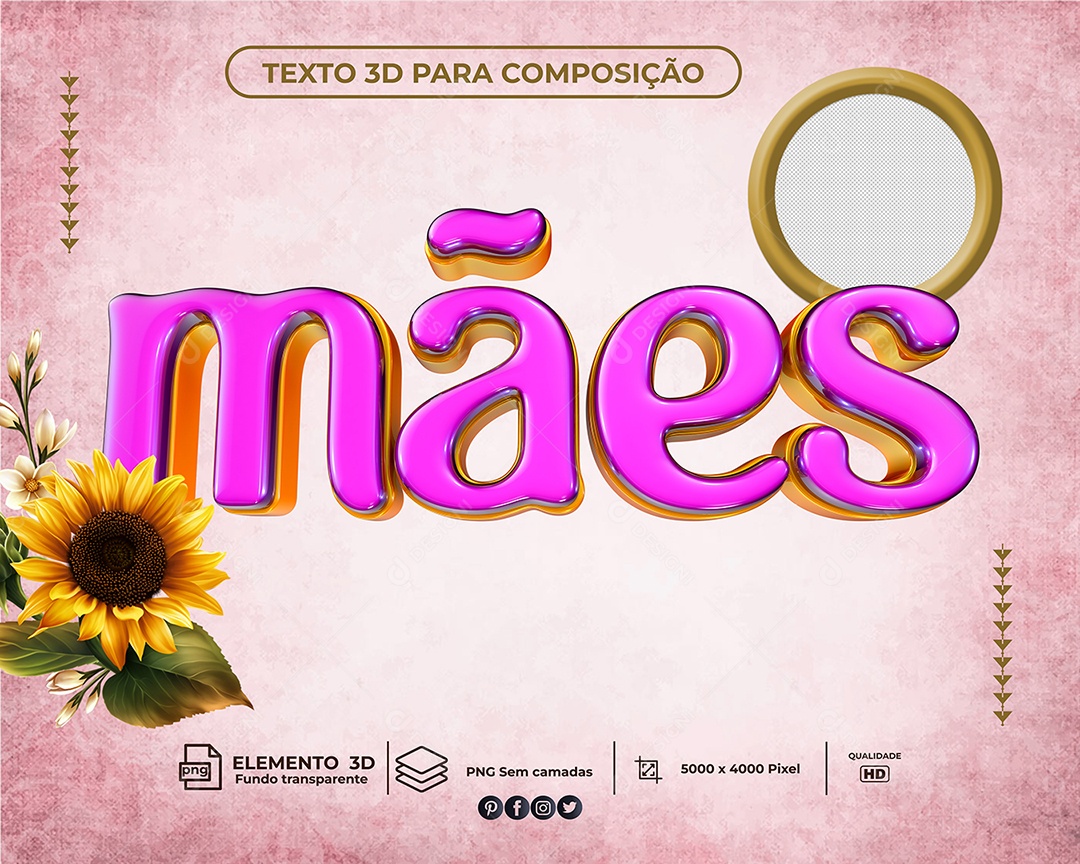 Texto 3D Para Composição Mães PNG Transparente