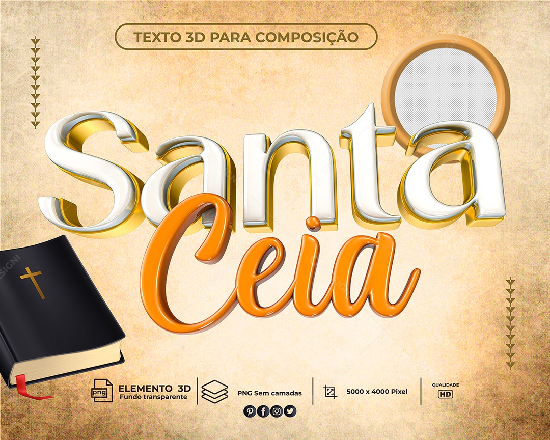 Texto 3D Para Composição Santa Ceia PNG Transparente
