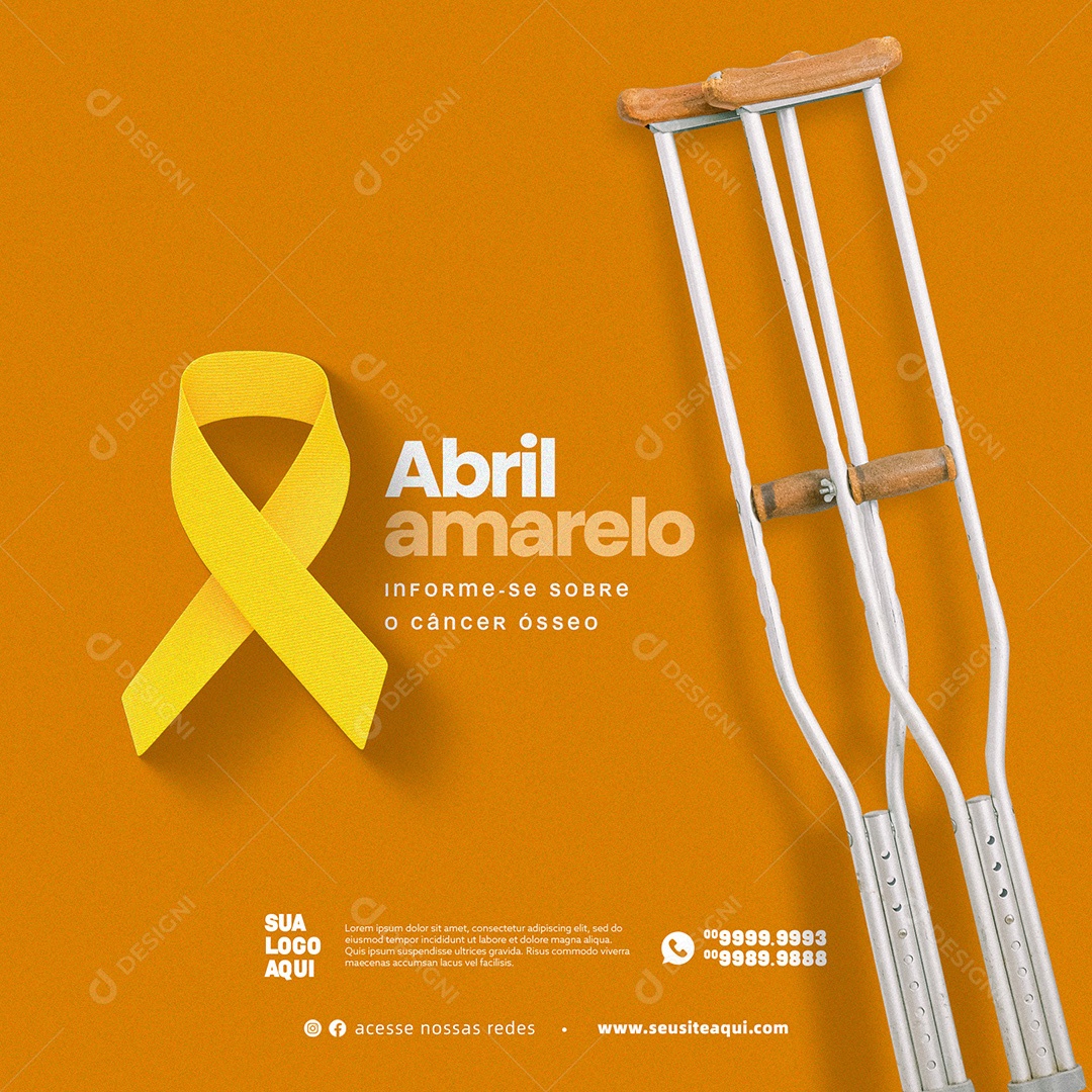 Abril Amarelo Informe-se Sobre o Câncer Ósseo Social Media PSD Editávael