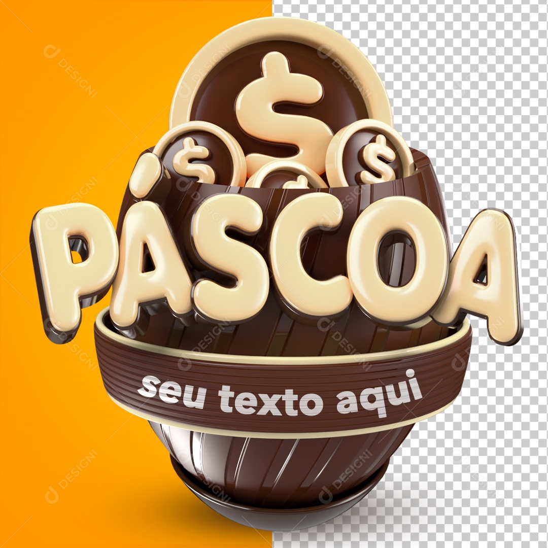 Brown Easter 3D Stamp For PSD Composition